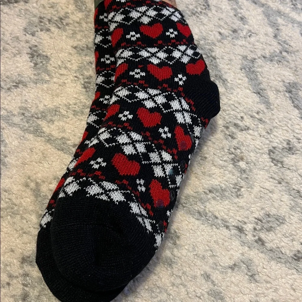 Black and Red Heart Pattern Socks